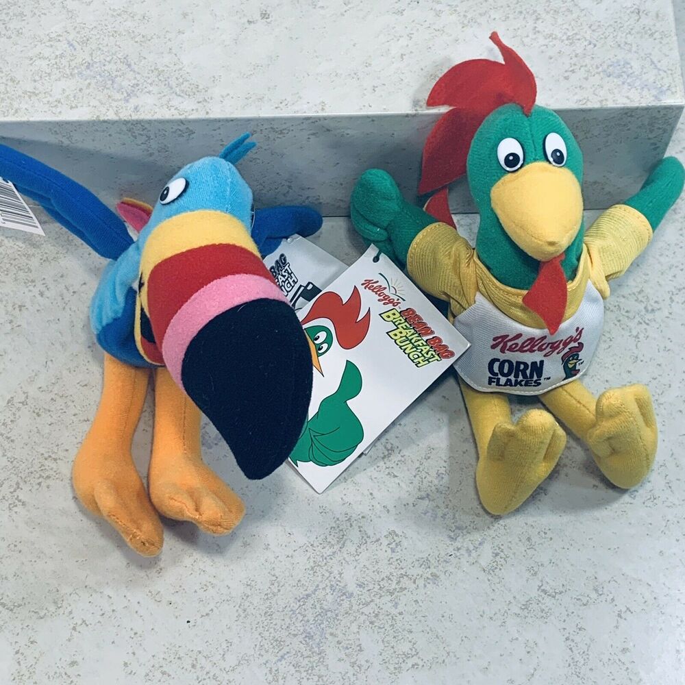 2 Kelloggs Cereal Mascot Plush: TOUCAN SAM & CORNELIUS “10 - 1997